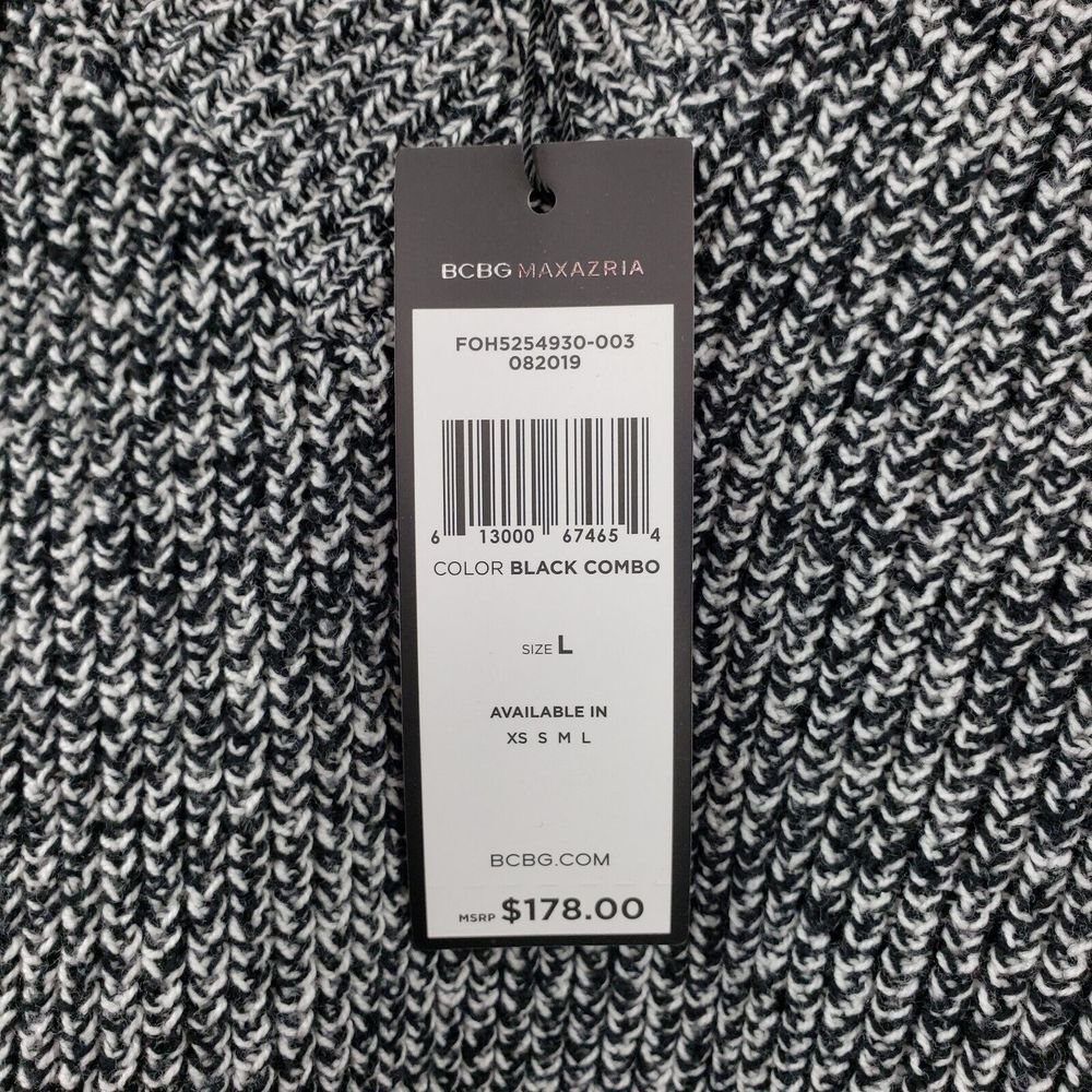 BCBGMaxAzria Sweater Woman Size L Black Combo Long Sleeve V Neck Pulover - Picture 5 of 11